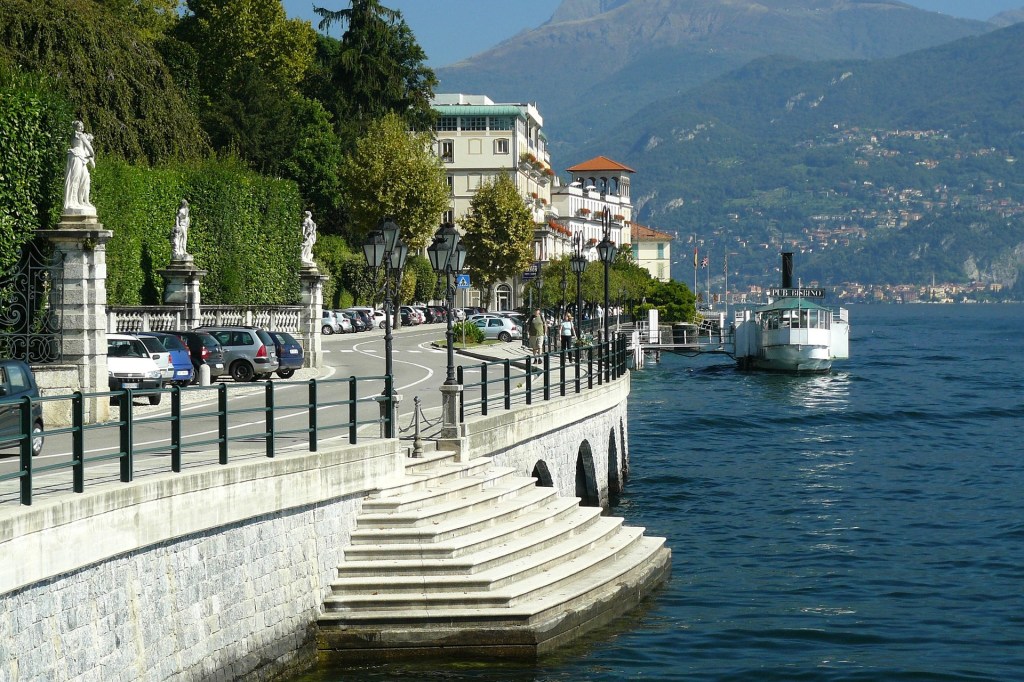 The ferry terminal and waterfront promenade at Cadenabbia on Lake Como